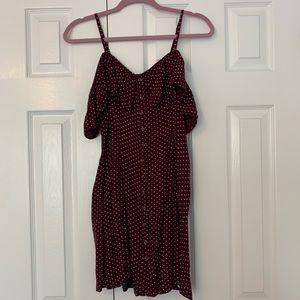 Maroon polka dot mini dress